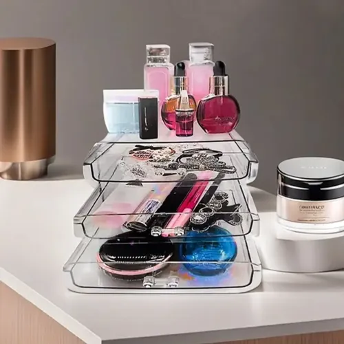 Organizador Maquillaje Cosmeticos Belleza 3 Cajones Plastico Color Transparente