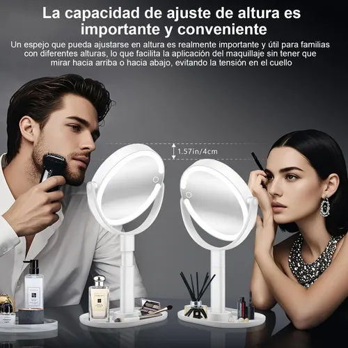 Espejo Cosmético Led Redondo Retráctil Con Doble (xy)