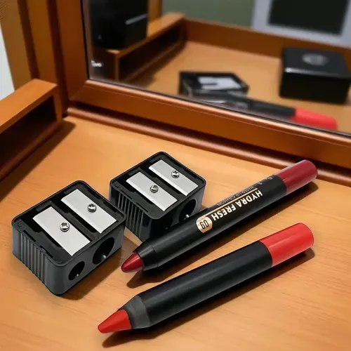 Sacapuntas Maquillaje 2en1 Portátil Con Depósito Para Viaje Postal Negra Y Aleatoria*2