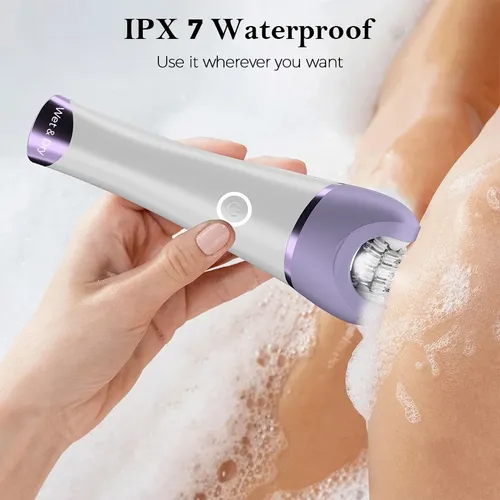 Depiladora Eléctrica 7 En 1 Ipx7 Con Cepillo Facial Y Masaje Purple And White