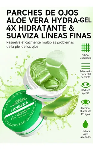 Parches Para Ojeras Lanbena Aloe Vera Hydra-gel 60u Todo Tipo De Piel
