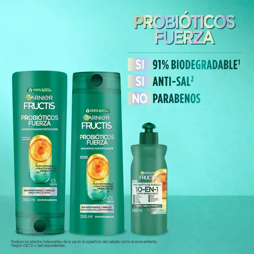 Crema Para Peinar Fructis Probióticos Fuerza 10 En 1 250ml