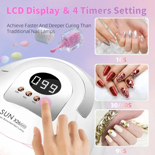 Lámpara Uv Led Para Uñas 380w Sensor Y 4 Tiempos
