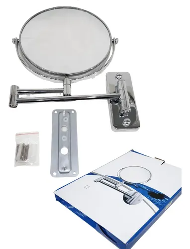 Espejo Doble 19.5cm C/ Brazo Aumento X3 Metal Cromado 360º