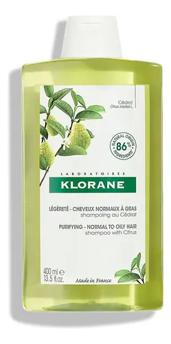 Shampoo Klorane Cedrat Cabello Tendecia A Graso X 400 Ml