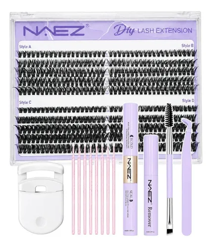 Kit Cluster Lashes Super Completo Naez – 4 Estilos Negro D 0.07 Mm