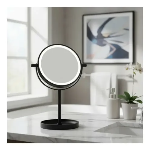 Espejo Maquillaje Vgo De Mesa Aro Luz Led Con Base