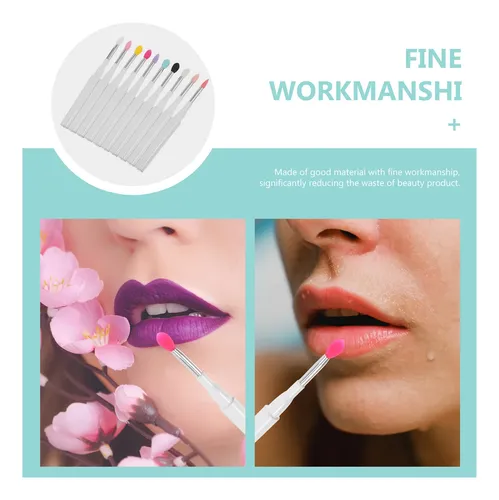 Brocha De Maquillaje Con Tapa De Silicona Para Labios, 10 Un