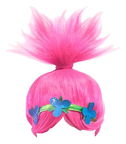 ) Peluca Infantil Estilo Troll Con Casco Rosa For Semana !