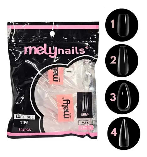 Pack X504 Tips Soft Gel Mely Nail Profesional Varios Modelos