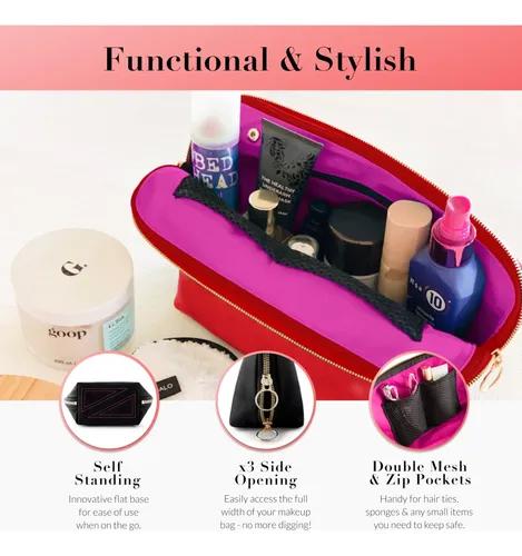 Bolsa De Maquillaje Kusshi, Lavable, De Viaje, Con Organizad