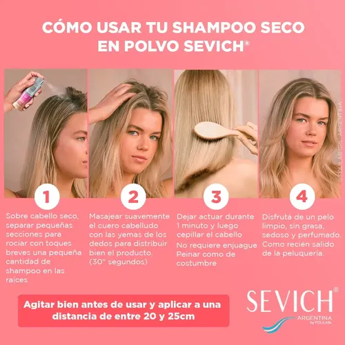 Shampoo Seco En Polvo Sevich 25g Seborregulador Recargable