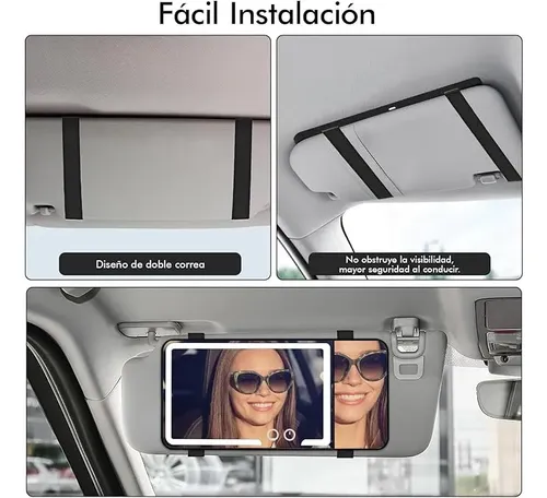 Espejo Maquillaje Auto Con Correa 70 Led Aumento 3 Veces
