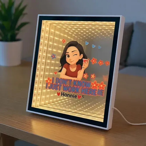 Lámpara Led Espejo Infinito 3d Personalizable Blanca Usb Bla