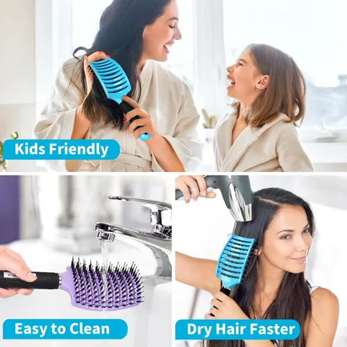 Set De 2 Cepillos Para El Cabello Hippih Con Cerdas De Jabal