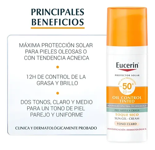 Eucerin Sun Oil Control Tono Claro Toque Seco Fps50+ 50ml