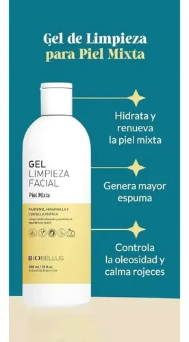 Gel De Limpieza Facial Piel Mixta 300ml Biobellus
