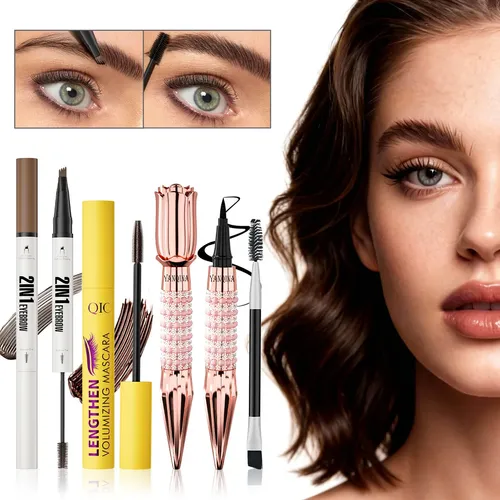 Kit Maquillaje Ojos Con Rímel Delineador Y Lápiz Para Cejas