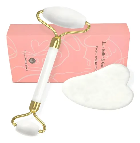 Juego De Masaje Facial Gua Sha Y Rodillo De Jade Yltneuqer