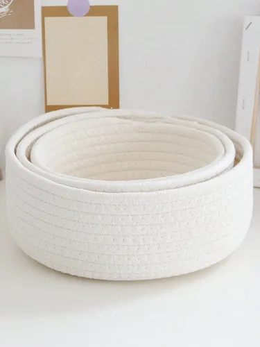 Set X3 Canastos Organizadores De Escritorio Para Cosméticos Blanco