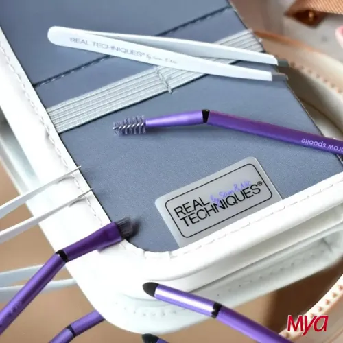 Brochas Set Para Cejas Pinzas Y Estuche Real Technique Eye