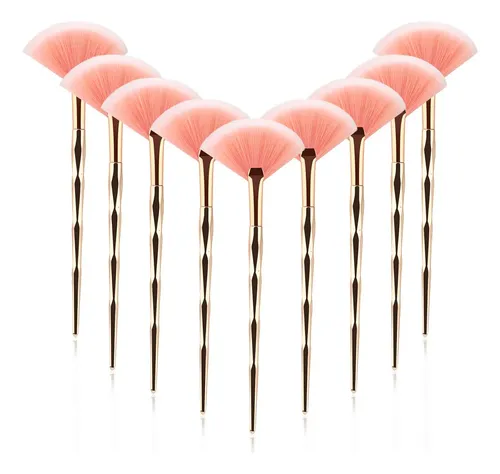9 Pinceles Para Iluminar En Forma De Abanico En Oro Rosa