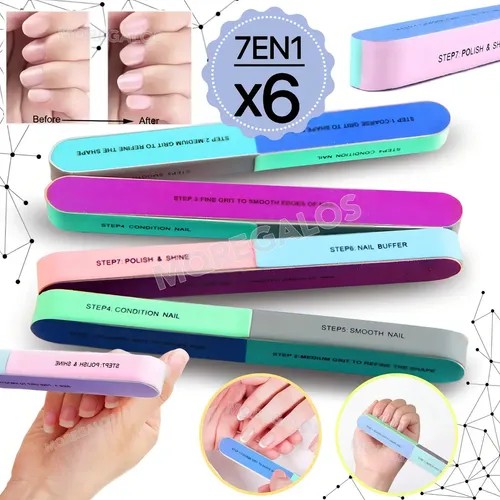 Lima de Brillo para Uñas Recta Beautifull Vidrio 6 Unidades