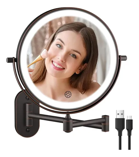 Espejo De Maquillaje Led Recargable 5000mah Montado En La