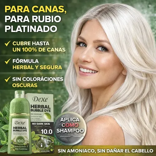 Dexe Shampoo Tintura Rubio Platinado 10.0 Cubre Canas Tinte