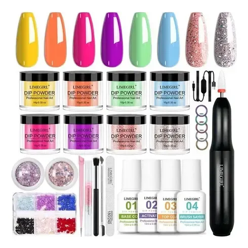 Set De Polvos Para Uñas, Kit De Dipping En Tonos Morados
