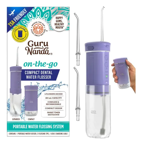 Gurunanda, Hilo Dental Compacto Con Agua Para El Cuidado Buc Lavanda