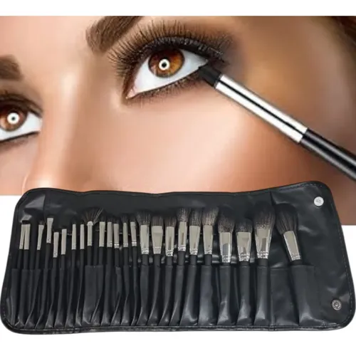 Kit Estuche Con 24 Brochas De Maquillaje