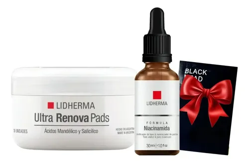 Kit Facial Lidherma Renovador Poros Niacinamida Antiacne