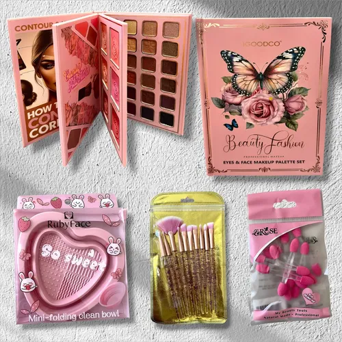 Kit De Maquillaje Profesional Libro Sombras+brocha+limpiador