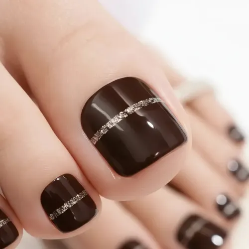 Tiras De Uñas Gel Para Pies Autoadhesivas 22u – No Necesita Lampara UV – Chocolate Gold Line