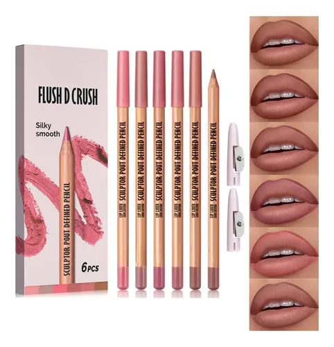 Moongaze Delineadores De Labios 6 Tonos Con 2 Sacapuntas