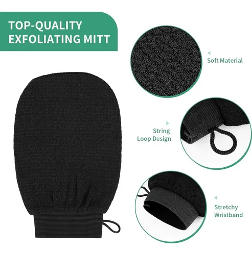 Guante Exfoliante Bijun Kessa Ducha 2 Piezas Negro