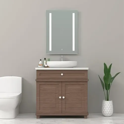 Espejo Rectangular Vertical Luz Led 50x70cm Botón Touch Baño