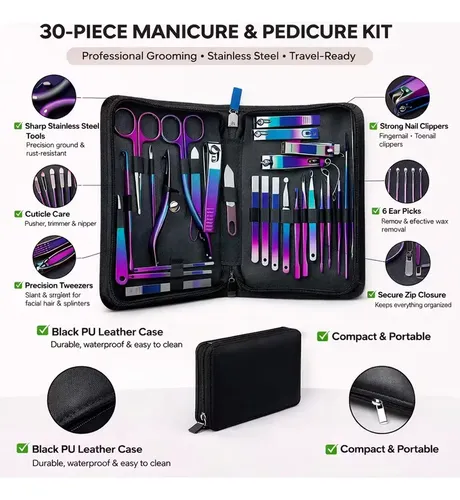 Set De Manicura Pedicura Pies Manos Corta Uñas 30 Piezas