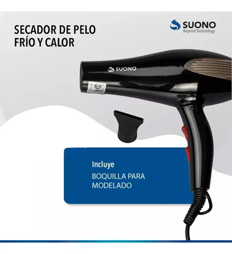 Secador De Cabello Suono Snpe-1002 1600w Dos Velocidades Negro