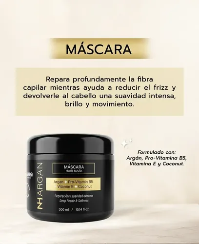 Kit Capilar NH Argán de Nissi Hair con Pro-Vitamina B5 y Vitamina E para Cabello Dañado
