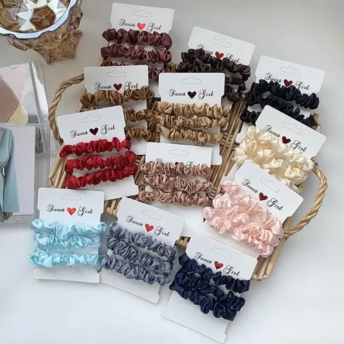 Set De 3 Scrunchies De Seda Para Cabello De Mujer