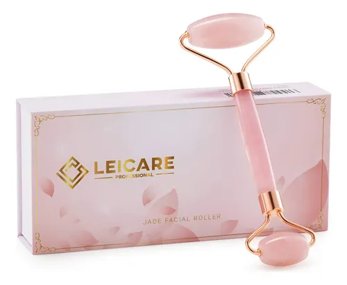 Rodillo De Jade Facial Cuarzo Rosa Masajeador Antiarrugas