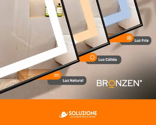 Espejo Premium Horizontal Rectangular Luz Led Frontal 90×70