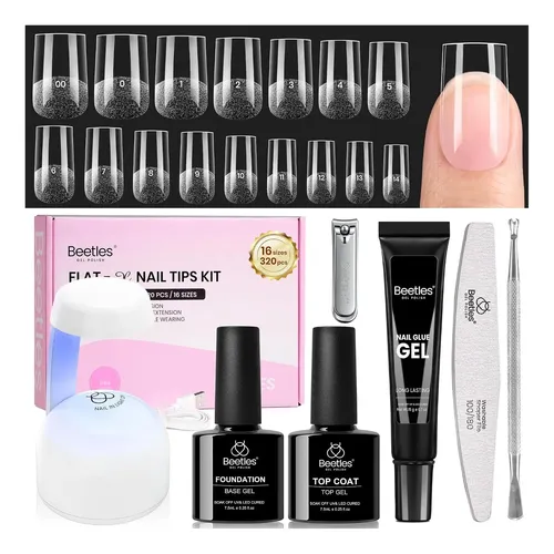 Kit De Uñas En Gel Beetles Flat-x 320 Piezas 16 Tallas Con