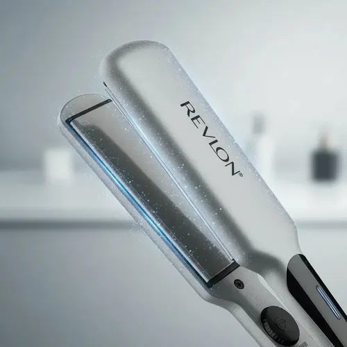 Plancha De Pelo Revlon 230° Placas 5.08Cm. Recubrimiento Titanio – plateada glitter