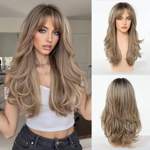 Pelucas Natural Rubia Cosplay Largas Rizada Para Mujer Dama