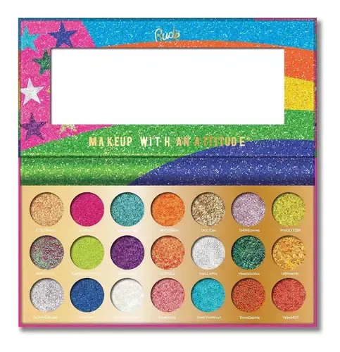 Paleta Sombras Brillantes Glitter Rude Cosmetics 21 Colores Larga Duración