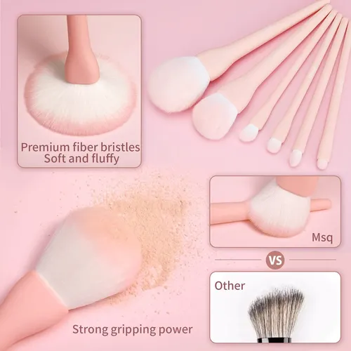 Set De Brochas De Maquillaje Msq 8 Piezas Con Estuche Para B