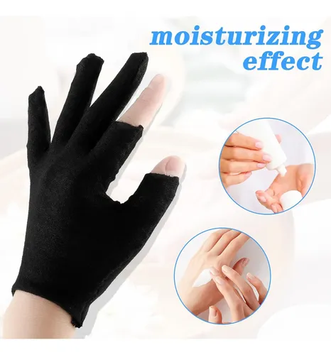Guantes Algodón Hidratantes Negros Para Noche Piel Sensible